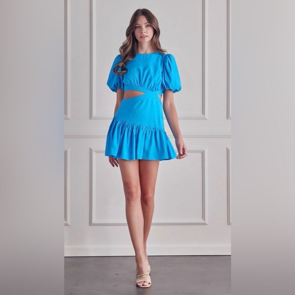 NWOT DO + BE Collection Dress blue  Womens Size M Cut Outs